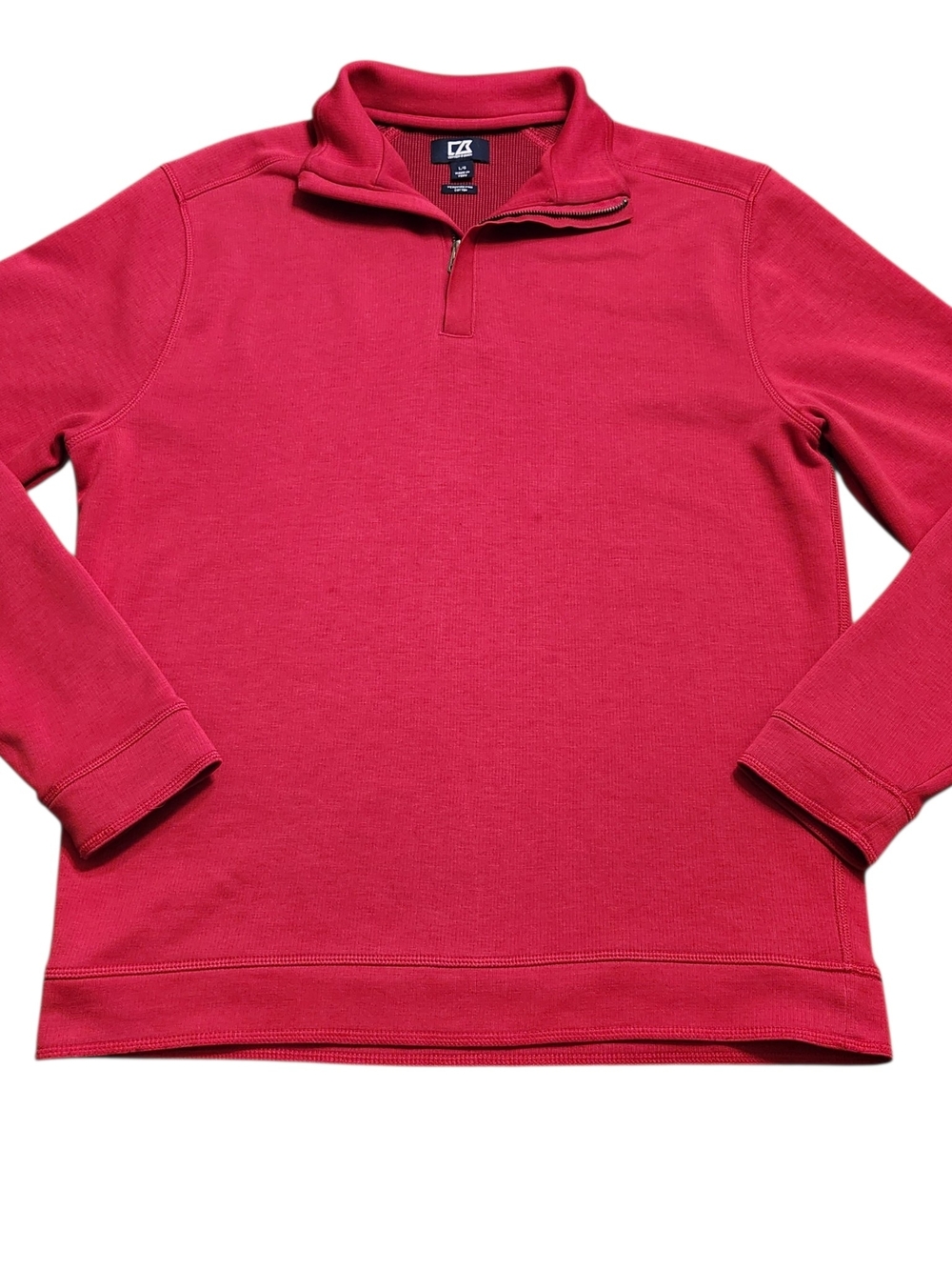 Cutter & Buck Red Fisherman Sweater Quarter-Zip Pima Pullover Jacket Size L